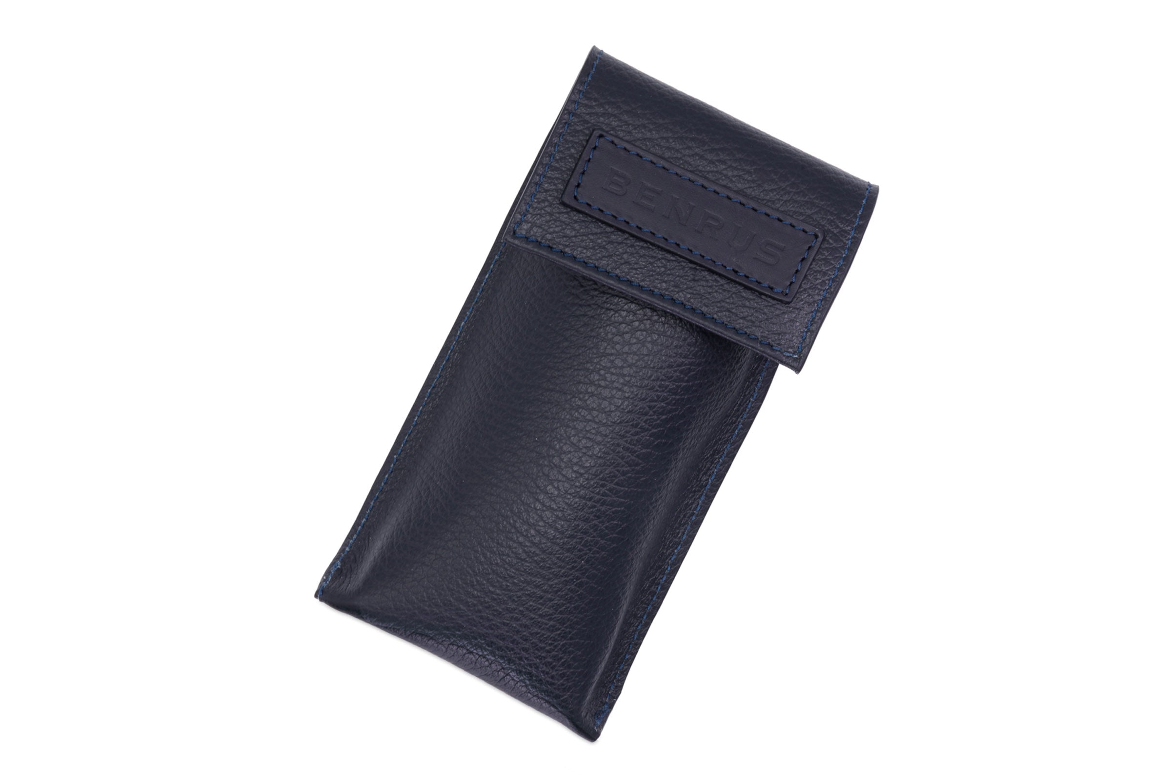 Navy Blue Italian Leather Watch Travel Pouch